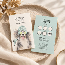Cute Dog Groomer Loyalty Card Business Card