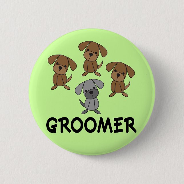 Cute Dog Groomer Occupation Gift 6 Cm Round Badge (Front)