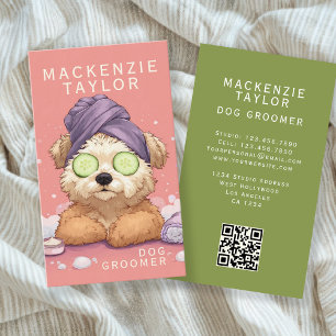 Cute Dog Groomer Personalized Spa Style Business Card