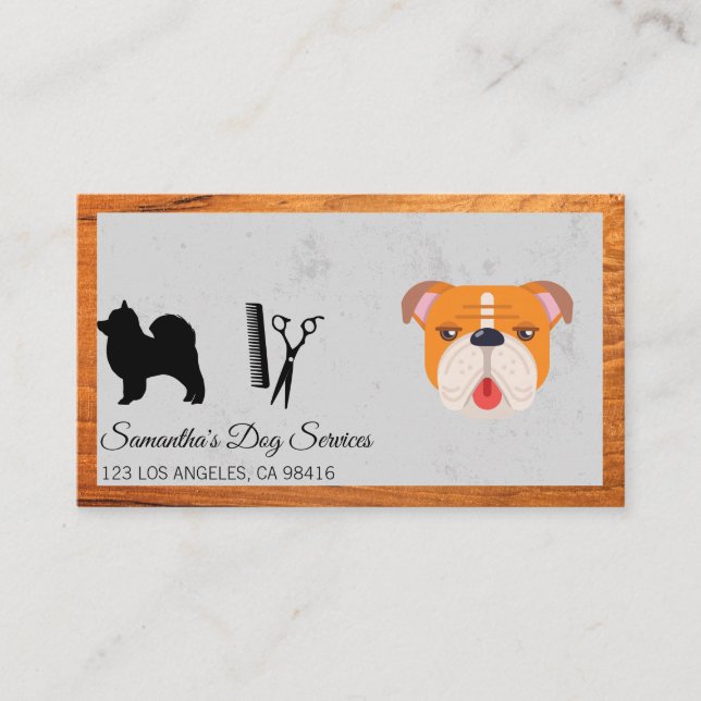 Cute Dog Groomer Stylist Shears Business Card (Front)