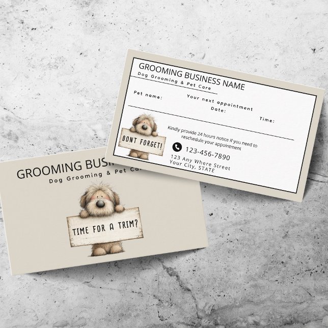 Cute Dog Grooming Modern Fun Appointment Card (Creator Uploaded)