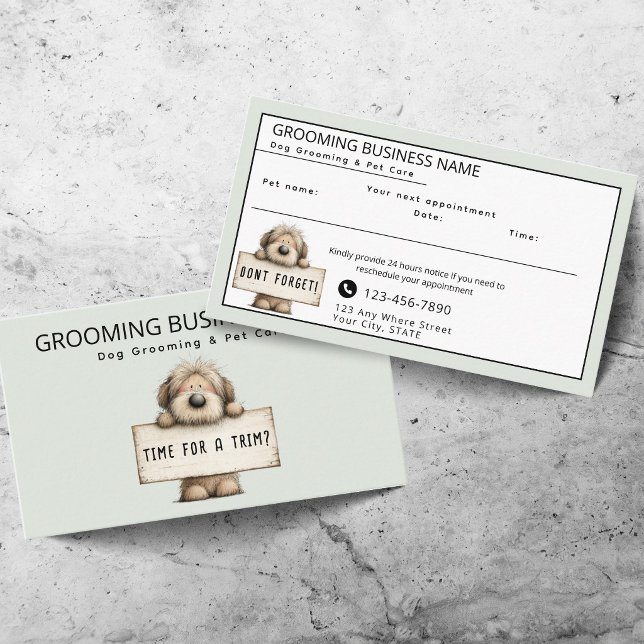 Cute Dog Grooming Modern Fun Appointment Card (Creator Uploaded)