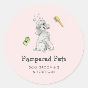 Cute Dog grooming Pet boutique  Classic Round Sticker