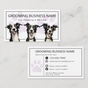 Cute Dog Grooming & Pet Care Fun Modern Business Card