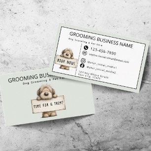 Cute Dog Grooming & Pet Care Fun Modern Business Card