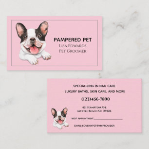 Cute Dog Grooming Pink Business Appointment Card