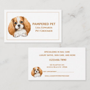 Cute Dog Grooming White Business Appointment Card