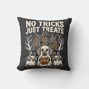Cute Dog Halloween No Tricks Just Treats_1 Cushion
