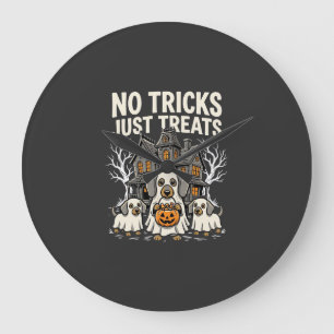 Cute Dog Halloween No Tricks Just Treats_1 Large Clock