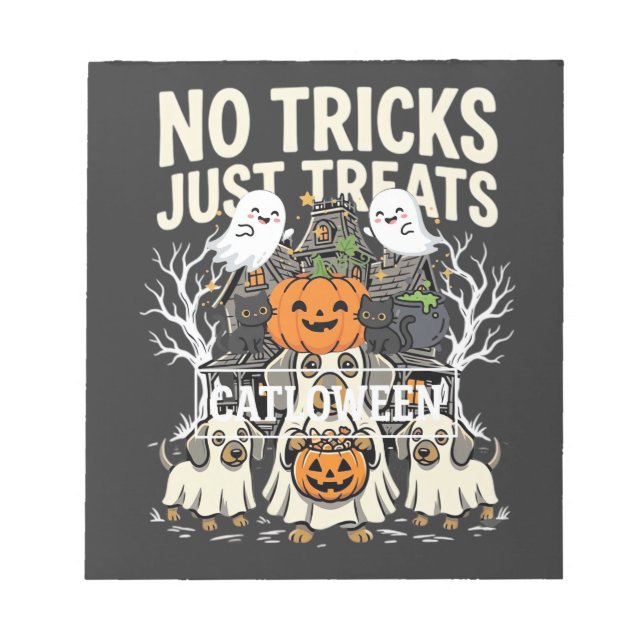 Cute Dog Halloween No Tricks Just Treats_1 Notepad (Front)