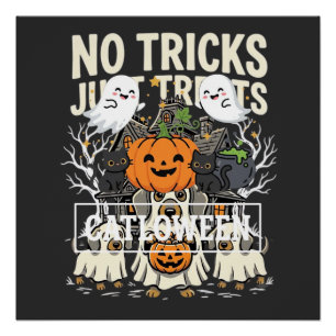 Cute Dog Halloween No Tricks Just Treats_1 Poster