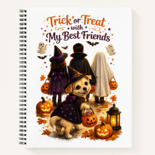 Cute Dog Halloween Watercolor Illustration Notebook