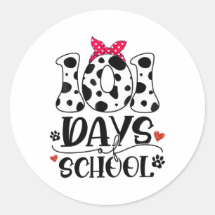 Cute Dog Happy 101 Days School 100 Days Student Te Classic Round Sticker