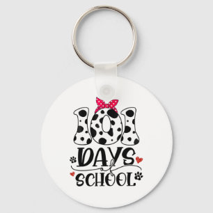 Cute Dog Happy 101 Days School 100 Days Student Te Key Ring