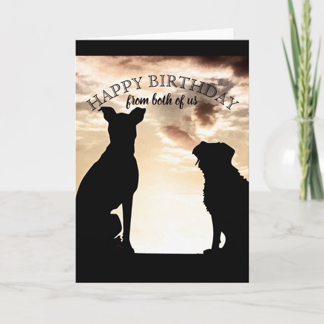 cute dog happy birthday from both of us card (Front)
