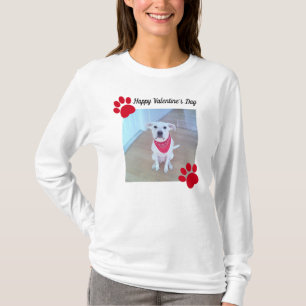 Cute Dog Happy Valentines Day Red Paws 1 Photo T-Shirt