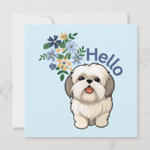 Cute Dog Hello Flat Card