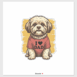 Cute Dog I Love Dad Vintage Engraving Vector Desig