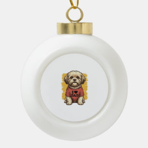 Cute Dog I Love Dad Vintage Engraving Vector Desig Ceramic Ball Christmas Ornament