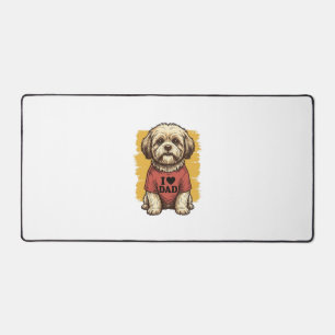 Cute Dog I Love Dad Vintage Engraving Vector Desig Desk Mat
