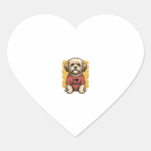Cute Dog I Love Dad Vintage Engraving Vector Desig Heart Sticker