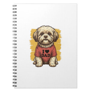 Cute Dog I Love Dad Vintage Engraving Vector Desig Notebook