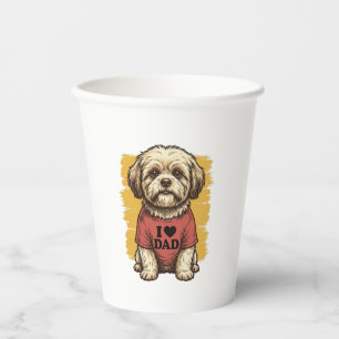 Cute Dog I Love Dad Vintage Engraving Vector Desig Paper Cups