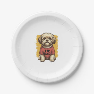 Cute Dog I Love Dad Vintage Engraving Vector Desig Paper Plate