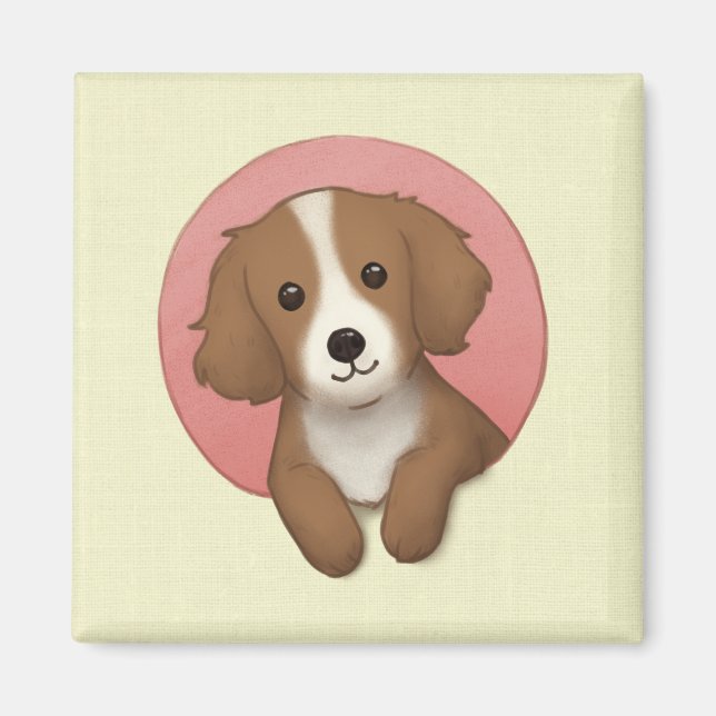 Cute Dog Illustration Art Magnet (Front)