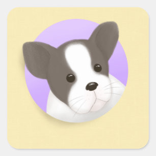 Cute Dog Illustration Art Square Sticker