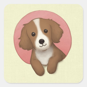 Cute Dog Illustration Art Square Sticker