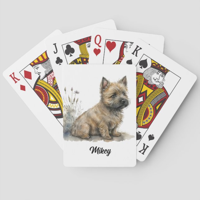 Cute Dog Illustration - Cairn Terrier Playing Cards (Back)