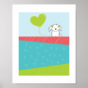 Cute Dog Illustration Kids Animal Art Poster