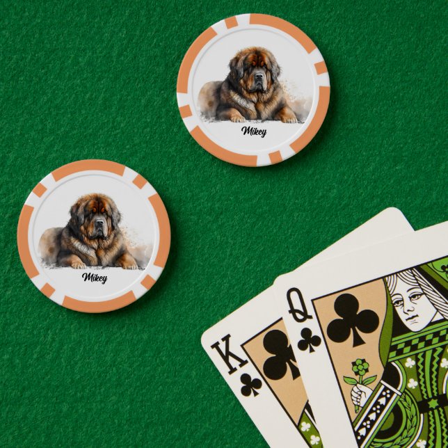 Cute Dog Illustration - Mastiff  Poker Chips (Poker Table (Double))