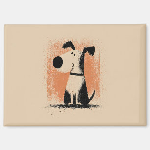 Cute Dog Illustration – Minimal Cartoon Dog Art Magnet