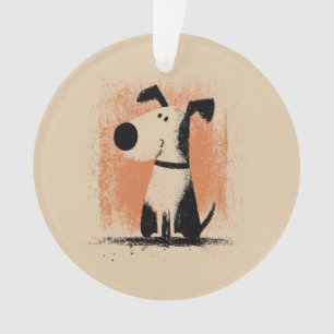 Cute Dog Illustration – Minimal Cartoon Dog Art Ornament