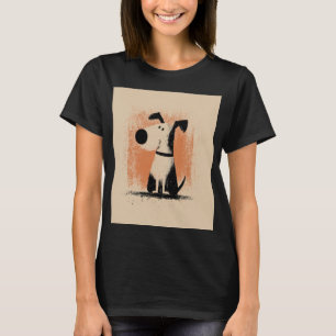 Cute Dog Illustration – Minimal Cartoon Dog Art T-Shirt