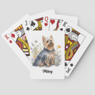 Cute Dog Illustration - Silky Terrier Playing Cards