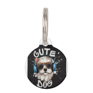 CUTE DOG IMAGE DISIGN IN Round Pet Tag