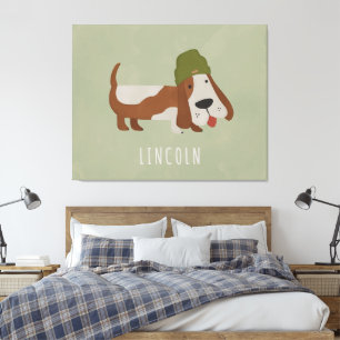Cute Dog in a Beanie/Cap customized Canvas Print