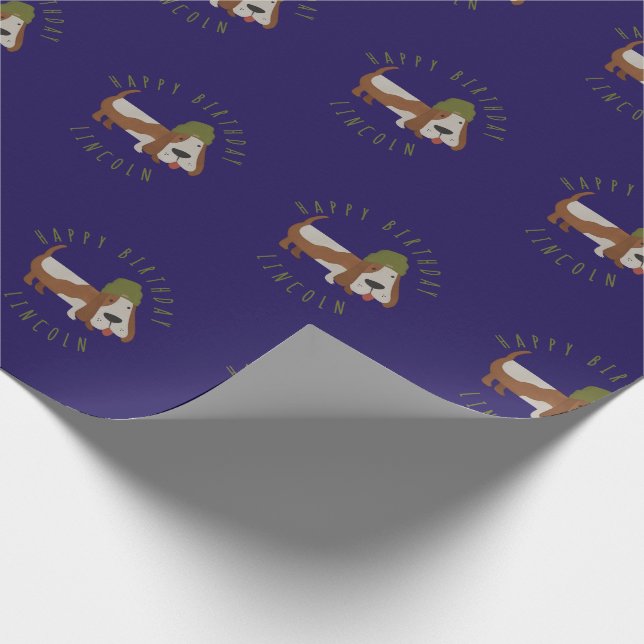 Cute Dog in a Beanie/Cap customized Wrapping Paper (Corner)