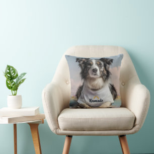 Cute Dog in a "Namaste" T-Shirt on a Yoga Mat Cushion