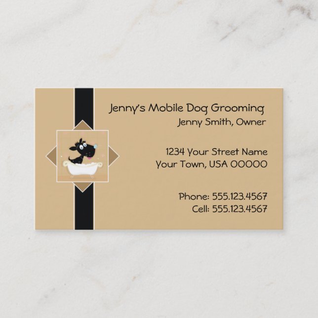 Cute Dog in Bathtub Pet Dog Groomer | Business Card (Front)