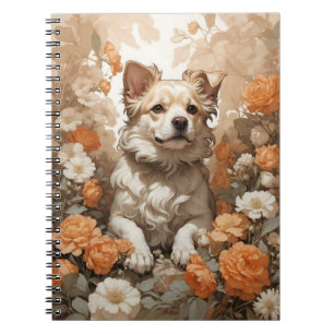 cute dog in flowers notebook