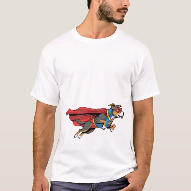 Cute Dog in Hero Costume Tee (Front)