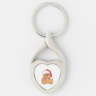 Cute dog in Santa hat  3 Key Ring