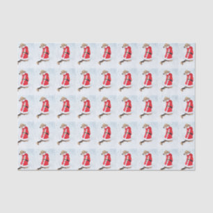 Cute Dog In Snow Wearing Red Santa Suit Christmas Tissue Paper