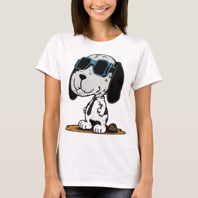 Cute Dog in Sunglasses T-Shirt (Front)