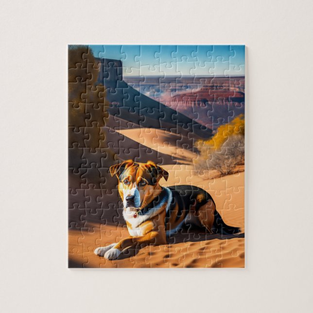 Cute Dog in the Grand Canyon Desert Jigsaw Puzzle (Vertical)