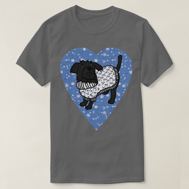 Cute Dog in Winter Sweater Blue Heart Valentines D (Design Front)